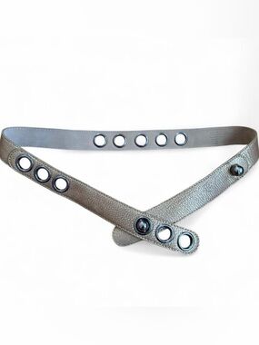 Vintage Y2K BCBGMAXAZRIA Metallic Champagne Leather Grommet Belt XS / S